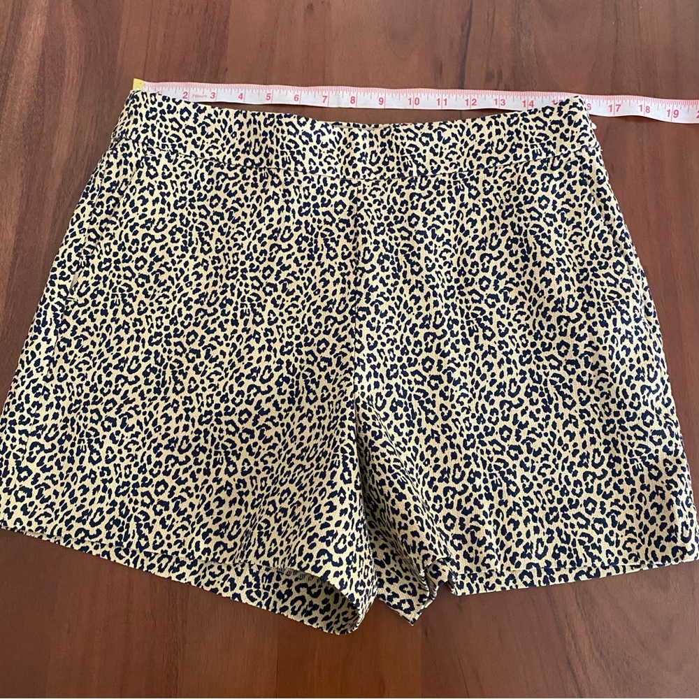 J.Crew leopard cheetah basket weave shorts dressy resort 10 linen nwt retro - Picture 3 of 5